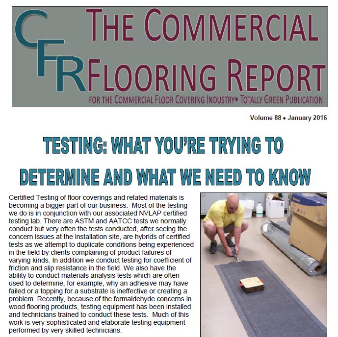 Certified testing of floor coverings, carpet inspections, carpet mill inspections